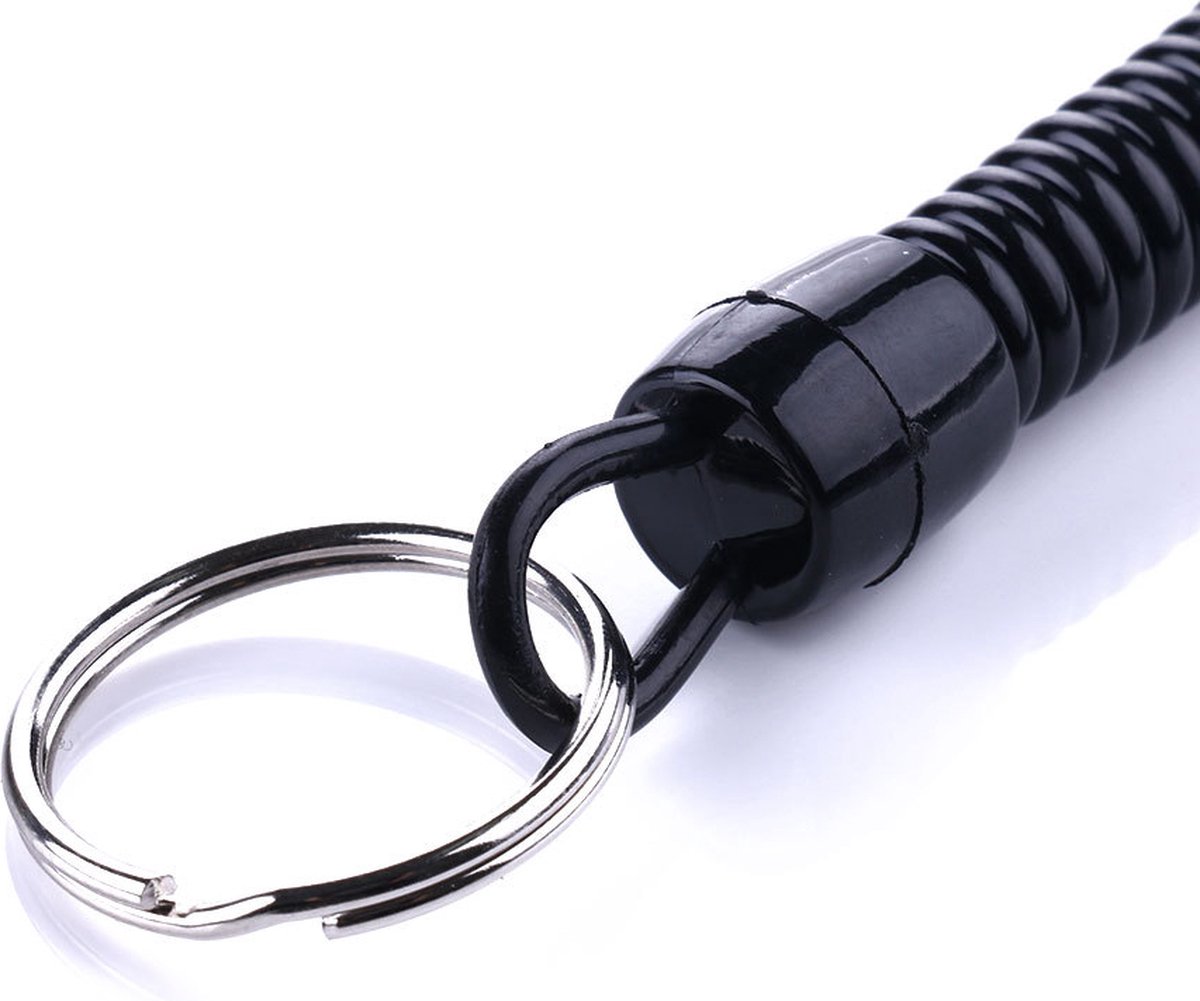 Sleutelhanger met koord - karabijnhaak uittrekbaar - metaal zilver - - de webshop voor mannen