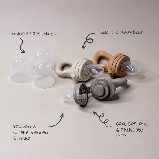 Bitey - 3 STUKS - Fruitspeen - Sabbelzakje - Babyvoeding - BPA vrij en 100% Siliconen - Babyspeen - Fruit Baby - Baby Speen van Bitey — afbeelding 4