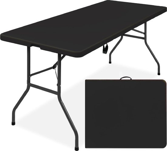 Foto: Adsafety inklapbare tafel campingtafel klaptafel vouwtafel buiten tuintafel 180 x 74 x 74 cm zwart