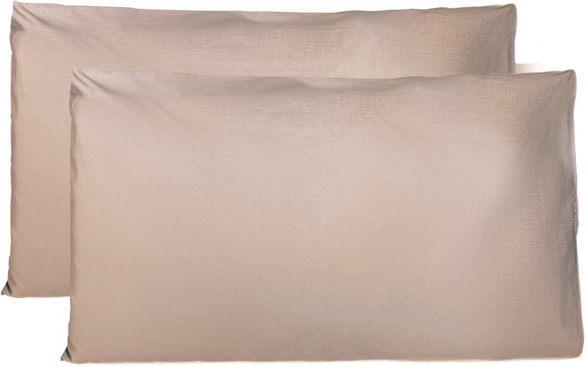 Azalia kussenslopen 100% Pure katoen 40x80 CM, Set van 2 Bed Kussen Stoffen Gemaakt in Italië, Tassluiting, Solid Color, Standaard Maat met - Schildpad