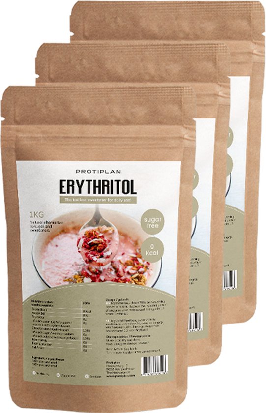 Protiplan - Erythritol - 1 kg - 3 stuks - Suikervervanger - Vegan - Koffieverrijker