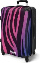 NoBoringSuitcases.com® - Grande valise Imprimé zébré avec rose et violet - Bagage - Valise de voyage - Valise chariot - Valises 67cm
