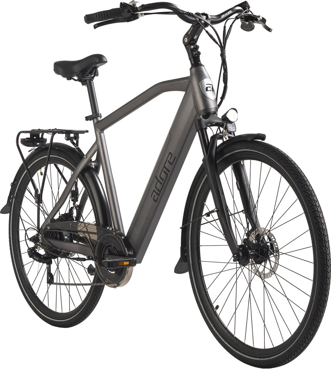 Adore Fiets (elektrisch) ADORE E-Citybike 28" aluminium stadsfiets CV-190 achtermotor 45NM / 12,8Ah antraciet mat - 53 cm - Adore - €999,00