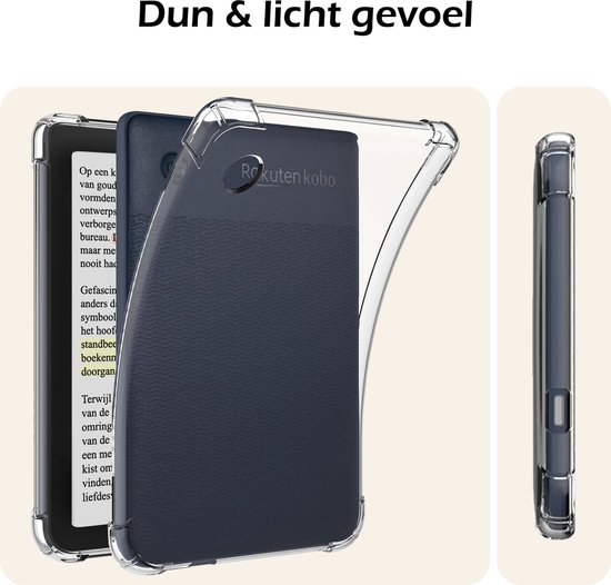 Hoesje Geschikt voor Kobo Clara Colour eReader Hoes Siliconen Case - Shockproof Back Cover Geschikt voor Kobo Clara Colour - Transparant van Hoesje  — afbeelding 5