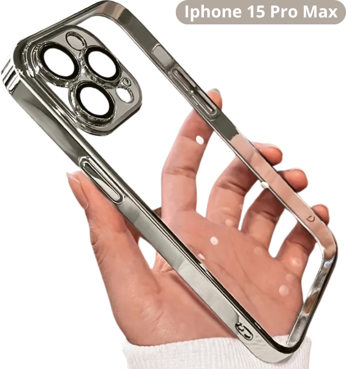 Bovista Telefoon Hoesje - Telefoonhoesjes - Phone Case - Shockproof - Premium Protection - Geschikt Voor iPhone 15 Pro Max - Zilvergrijs