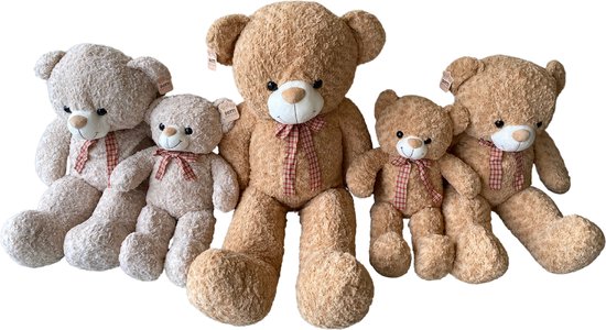 thumbnail: Famosa Softies Pluche Beer – 100 Cm Met Strik | Grote Knuffel Voor Kinderen