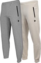 2-Pack Donnay - Joggingbroek met elastiek (Jack) - Sportbroek - Heren - Silver-marl/Sand (592) - maat XXL
