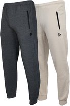 2-Pack Donnay - Joggingbroek met elastiek (Jack) - Sportbroek - Heren - Charcoal-marl/Sand (595) - maat 3XL