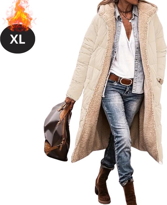 Nivard Winterjas - Parka Dames Winterjas - Winter - Volwassen - Stijlvol - Lange Jas Dames - Mantel Vrouwen - Beige - XL