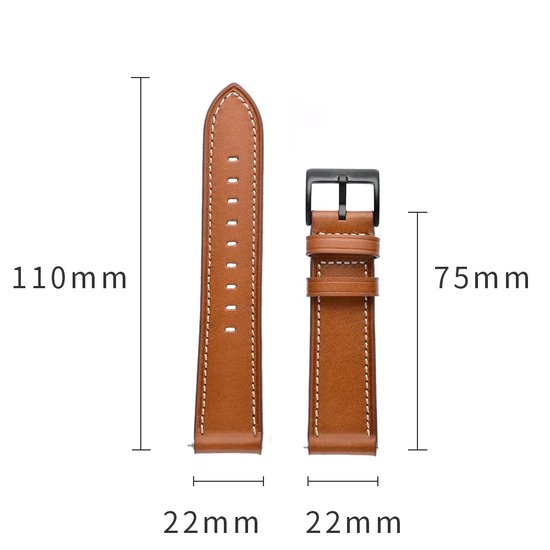 Bracelet de montre en cuir PU noir 22 mm - Cuir PU, libération Quick , adapté aux montres intelligentes et aux montres analogiques telles que Garmin, Seiko, Fossil et plus