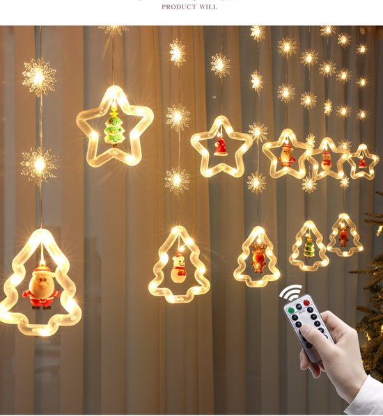 FemKey Kerstverlichting, Gordijnverlichting Raam Binnen USB/Batterij
