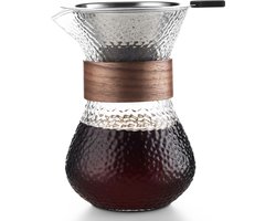 Pour Over Koffiepot met Permanent RVS koffiefilter - Slow Coffee Maker Kit - Glazen Cafetière - Koffekan Drip Gieter - Dripper Koffiemaker - Handmatig Filterkoffie koffiezetapparaat met Herbruikbaar Koffie Filter - Koffiefilterhouder V60 set - 500 ML Pour Over Koffiepot met Permanent RVS koffiefilter - Slow Coffee Maker Kit - Glazen Cafetière - Koffekan Drip Gieter - Dripper Koffiemaker - Handmatig Filterkoffie koffiezetapparaat met Herbruikbaar Koffie Filter - Koffiefilterhouder V60 set - 500 ML