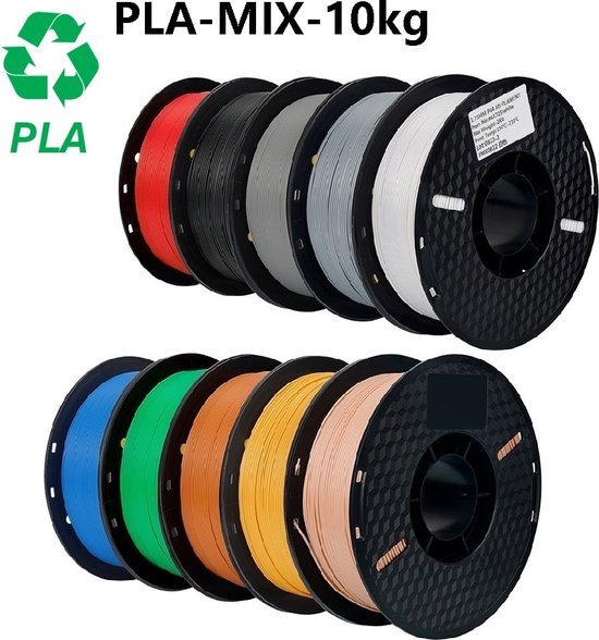 Filamenten MensStore 3D Printer Filament PLA - 10 rollen - 1.75mm - 10 kleuren ...