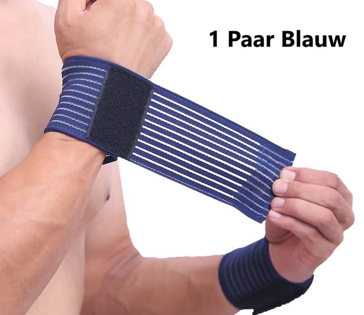 2x Verstelbare Polsband – Pols Wrap Sport & Fitness – Comfortabele Pasvorm met Klittenband – Licht & Flexibel – Blauw – One Size