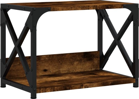 vidaXL - Printerstandaard - 44x26x31,5 - cm - bewerkt - hout - gerookt - eikenkleur