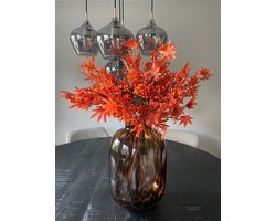 Herfstboeket kunstbloemen - Herfstdecoratie- Esdoornbladeren - Zijden Boeket - 12 stelen - 3 soorten - Kunstbloemen - ex vaas