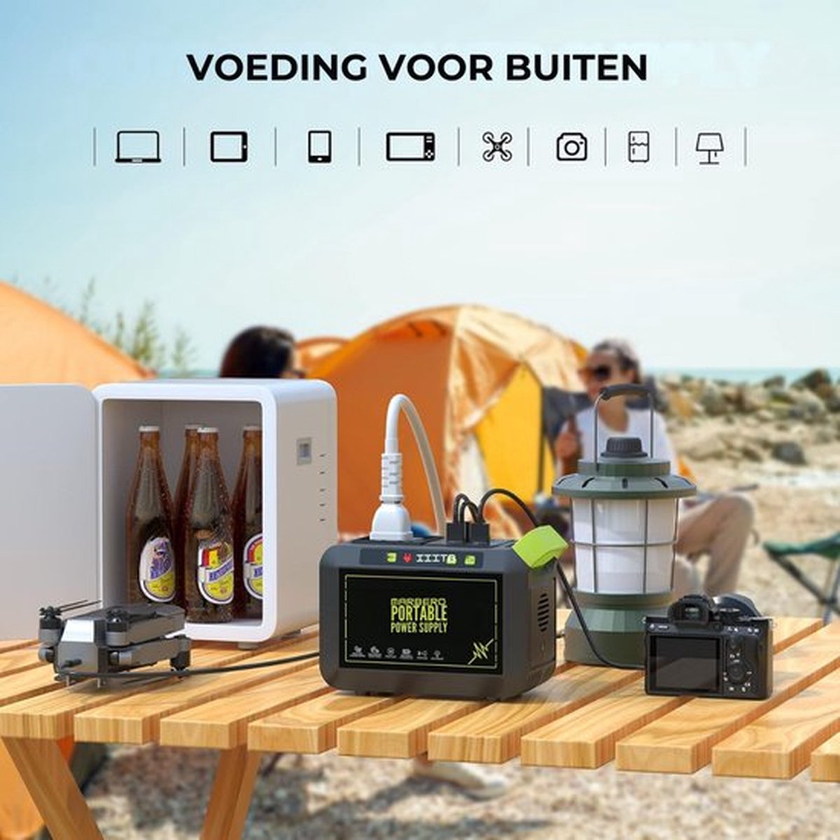 Luxe Stroomgenerator – Externe Oplader Powerbank – Powerstation met Zaklamp – Generator 80W – Met SOS Modus – Draagbaar Design – Grijs – foto 3