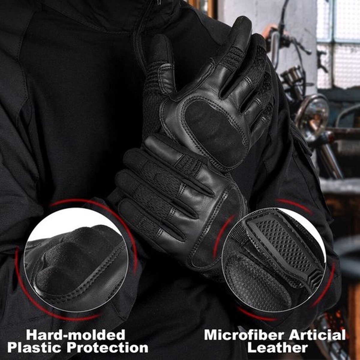 merkloos - Motorhandschoenen - Zwart - Maat XL - Touchscreen - Bescherming – foto 4
