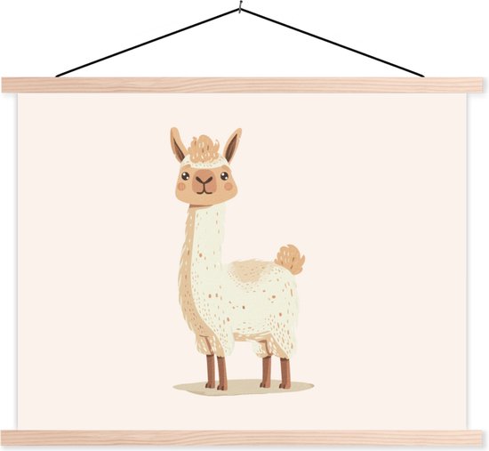 Support pour affiches avec affiche 120 x 90 cm - Affiche scolaire - Lama - Animaux - Ferme - Pastel - Affiche textile - Lattes vierges