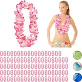 relaxdays 100 x Hawaii krans - hawaii slinger - waikiki - hawaii bloemenkrans - roze