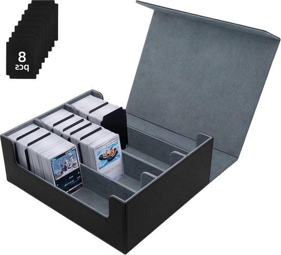 Card Deck Box for 1800+ Cards with Dividers - PU Leather - Strong