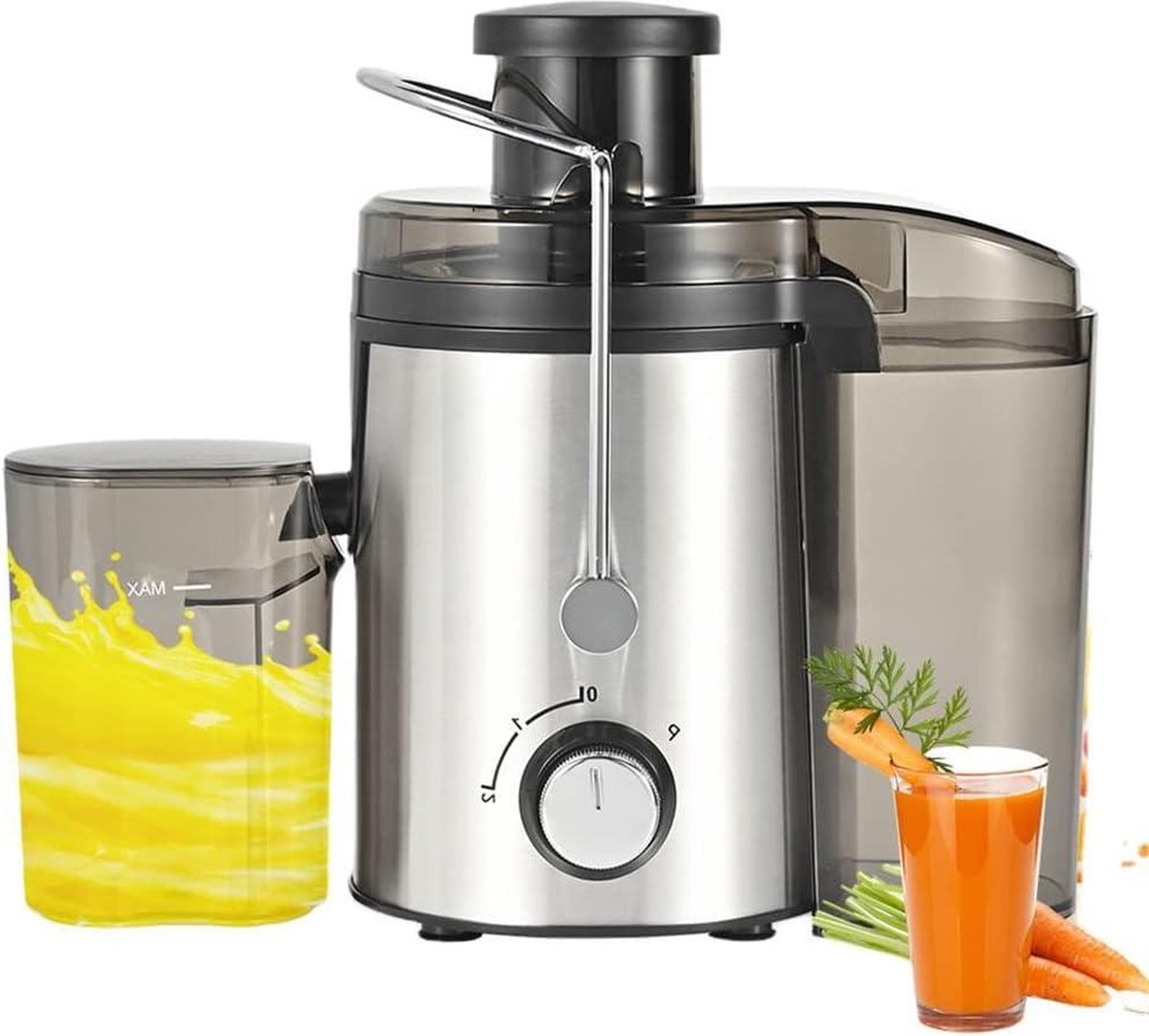 Sapcentrifuge voor groenten en fruit van roestvrij staal 800 W krachtig - elegant design en gemakkelijk te reinigen - verse en voedzame sappen sapcentrifuge groenten en fruit