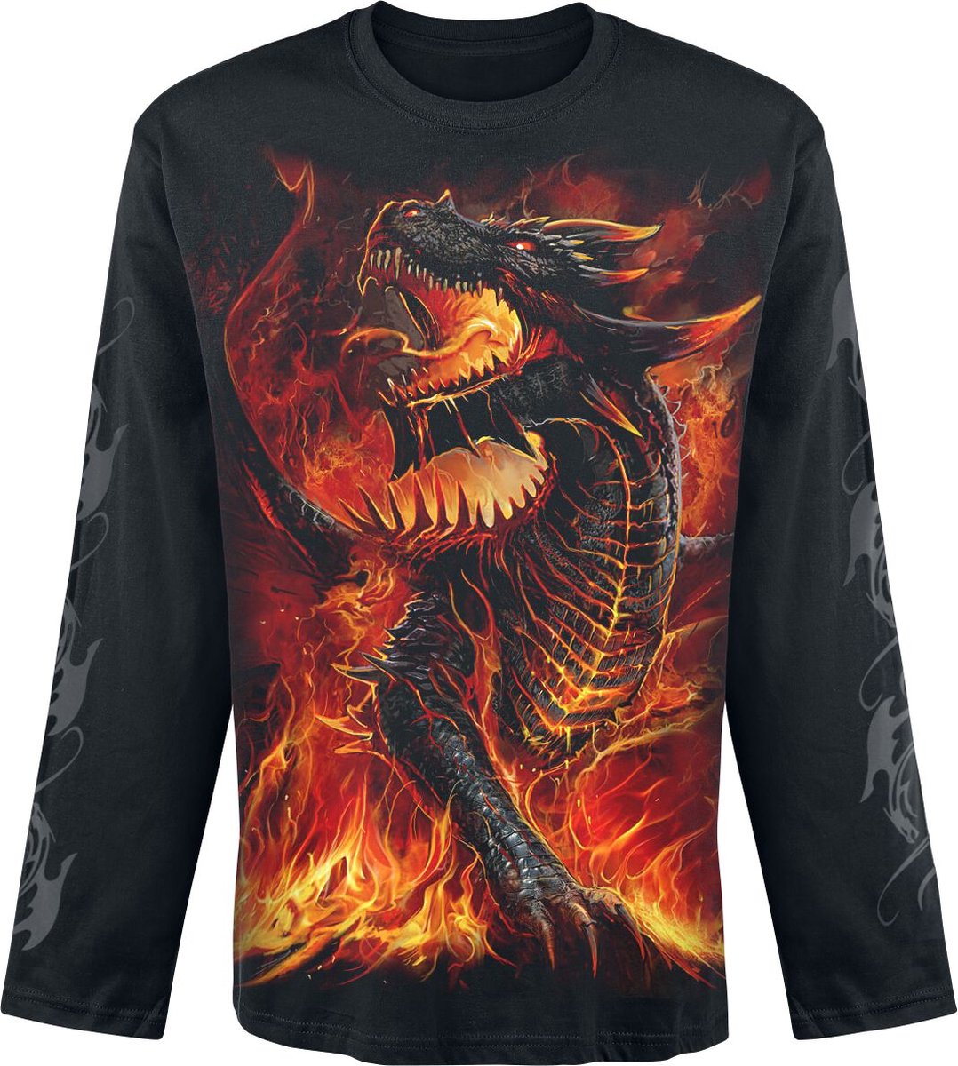 Spiral Draconis Heren Shirt met lange mouwen - zwart - M