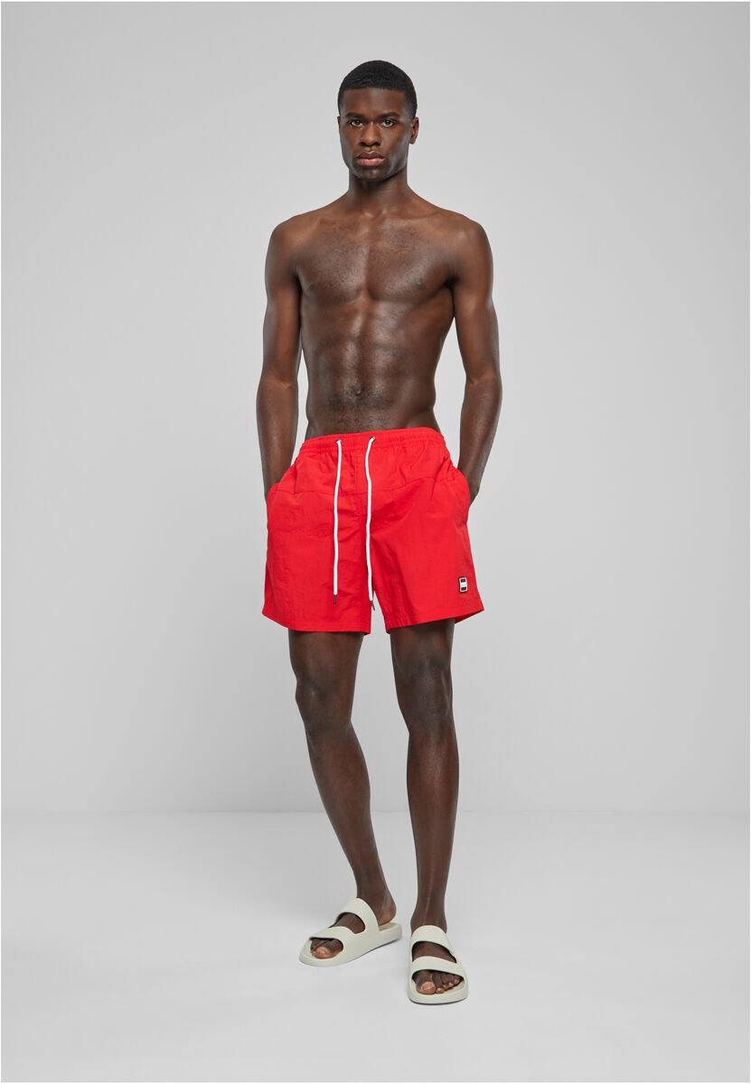 Urban Classics Block Swim Shorts Zwembroek XL Nylon Basics Rood