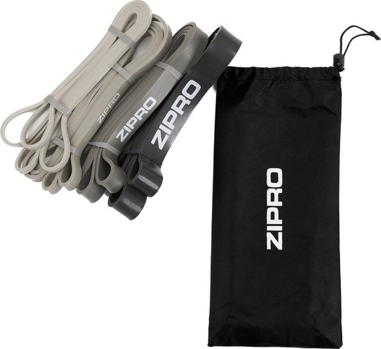 Zipro® Powerband Set 4 stuks - Weerstandsband - Resistance band set - Stretch elastiek - Sport Elastieken - Fitnessbands - Bands - Geschikt voor Krachttraining, Fitness, CrossFit & Functional Training
