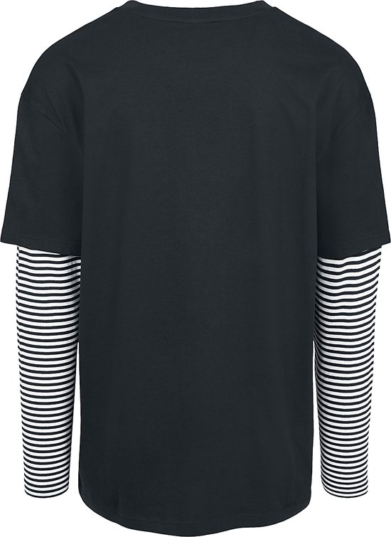 Chemise à manches longues Urban Classics -M- Oversized Double Layer Striped Zwart