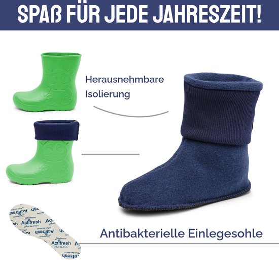 Ladeheid Kinder Regenlaarzen - Gevoerd en Waterdicht - EVA - LA-CA-Panda249 - Groen - 26/27