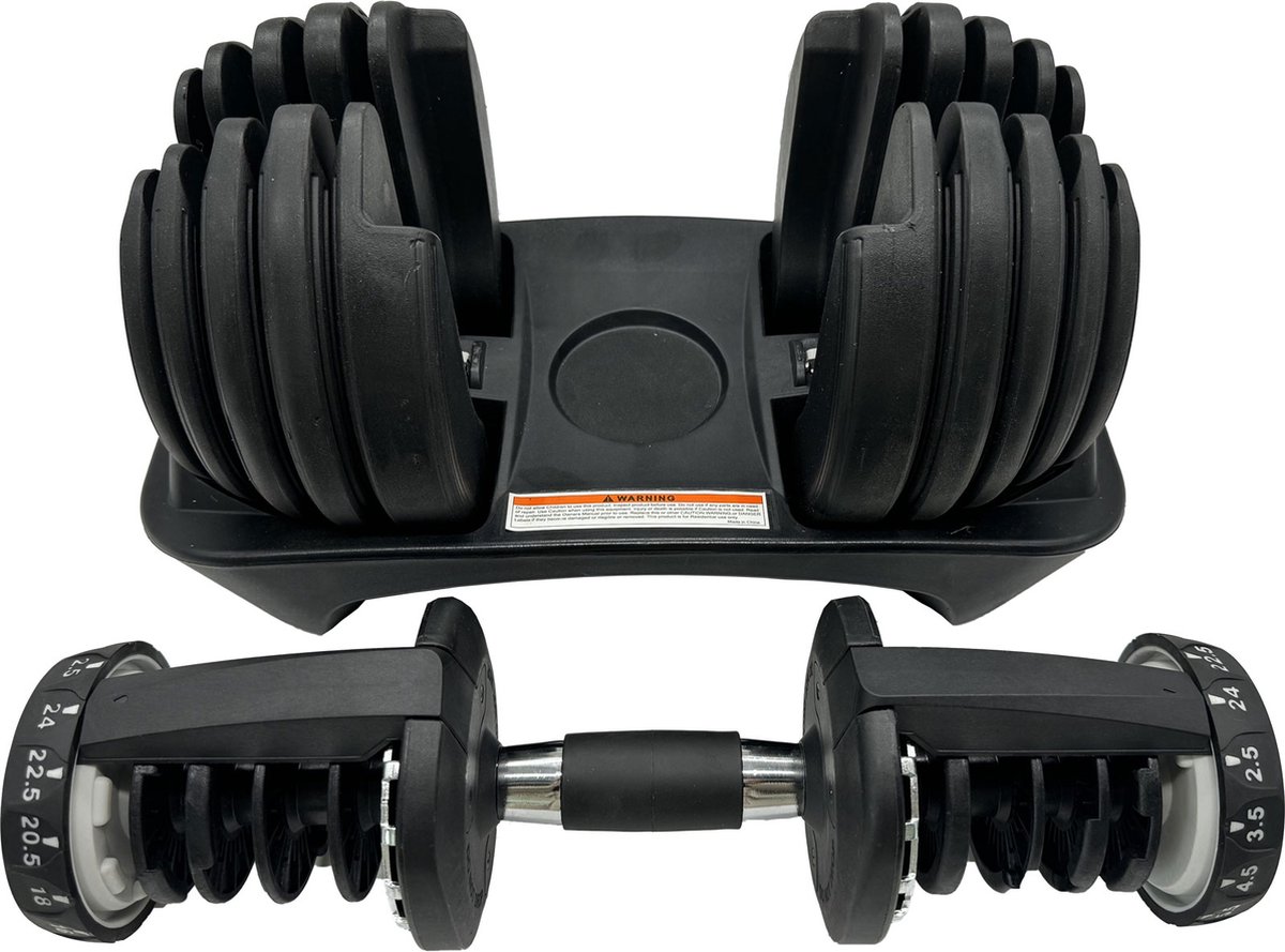 AJ-Sports Verstelbare Dumbells Zwart - 2kg t/m 24kg - Gewichten - Dumbells set - Gewichten set - Smart Dumbells - Halterset - Krachttraining - Fitness - Gym - Sport - Crossfit - 15 Dumbells in één! - Set van 2 Stuks! – foto 5