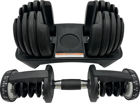 AJ-Sports Verstelbare Dumbells Zwart - 2kg t/m 24kg - Gewichten - Dumbells set - Gewichten set - Smart Dumbells - Halterset - Krachttraining - Fitness - Gym - Sport - Crossfit - 15 Dumbells in één! - Set van 2 Stuks!