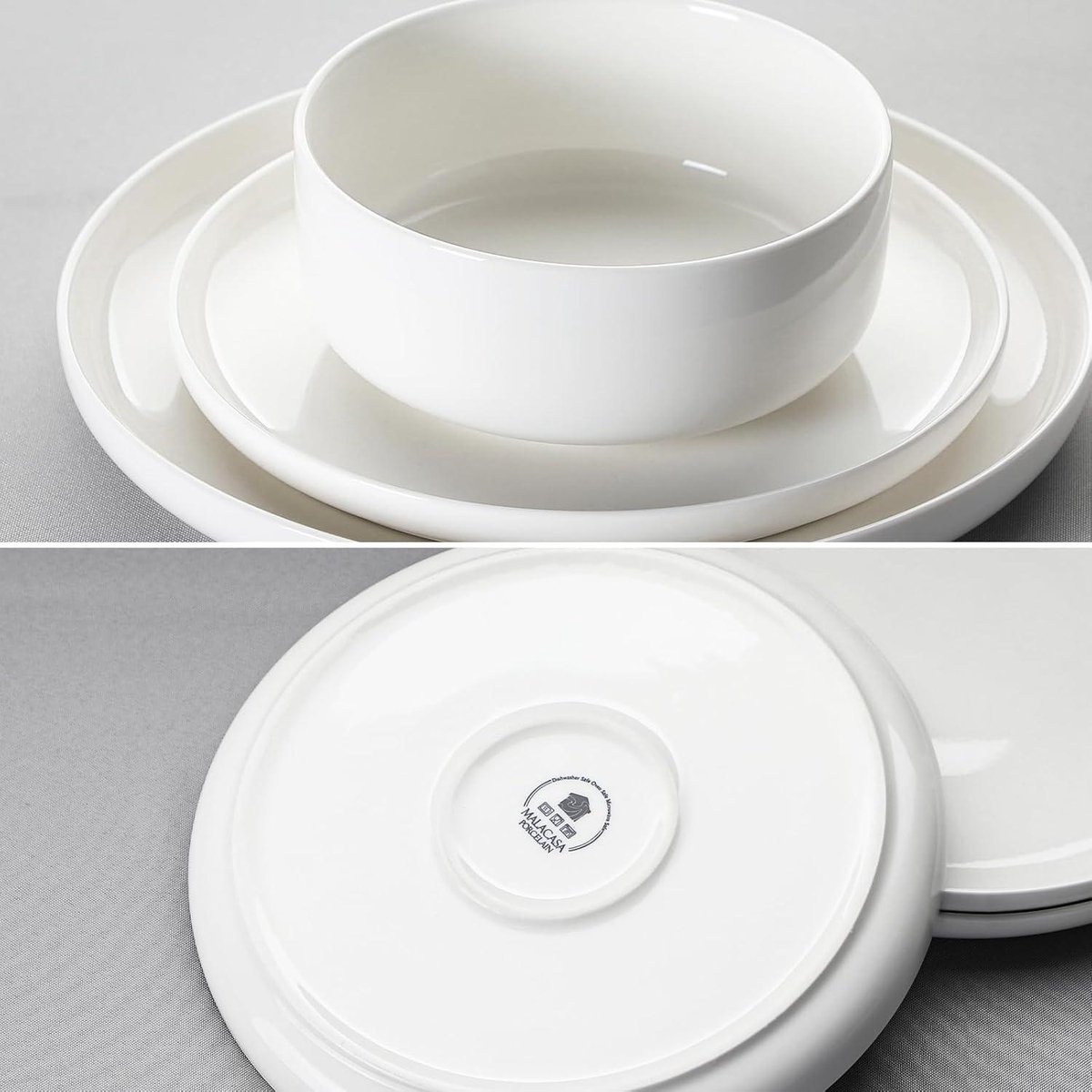 Service de table en porcelaine blanche à bords chantournés et dorés