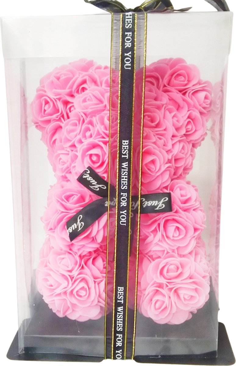 Bovista Rozen Beertje - Valentijn Cadeautje Voor Haar & Hem - Rose Bear - Rozen Beer - Teddy - Vrouw - Roze
