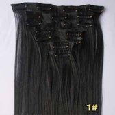 Hairextensions clip in 7 set straight zwart - 1#
