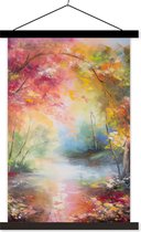 Posterhanger incl. Poster 120x180 cm - Schoolplaat - Landschap - Olieverf - Kleurrijk - Natuur - Textielposter - Zwarte latten