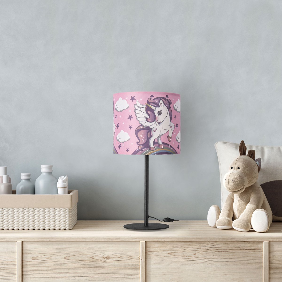 Paco Home-Tafellamp-Roze-Kinderkamer-Verlichting-Speelkamer-Nachtlamp-Kraam cadeau-Unicorn