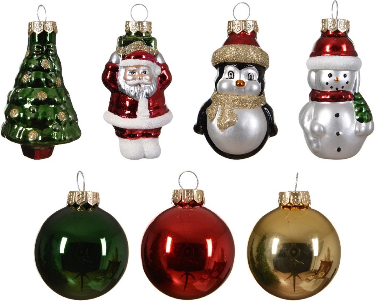 Mix glas d4.5l3.5h7 cm krd ass 5st kerst Decoris