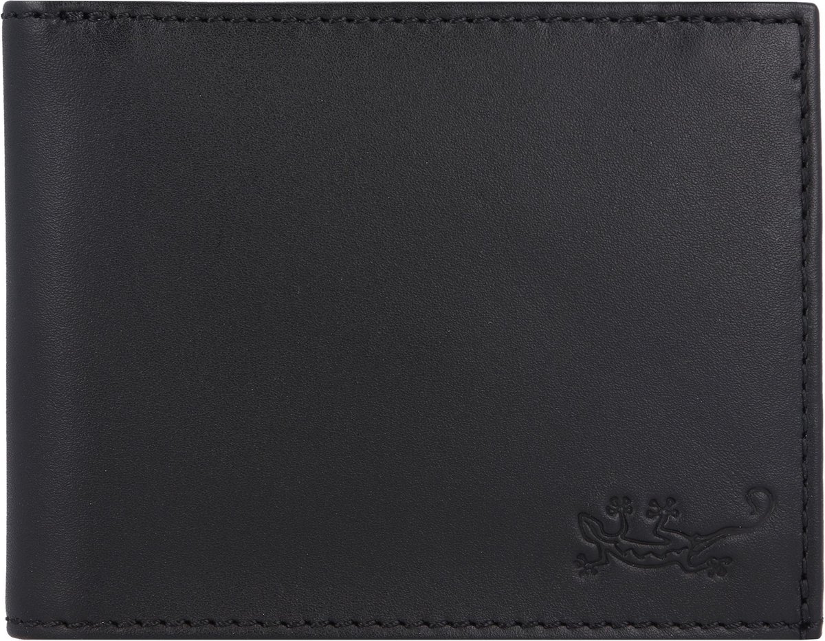 oxmox Leren portemonnee Leather RFID Protect Pocketbörse Lizard Embossed Black zwart