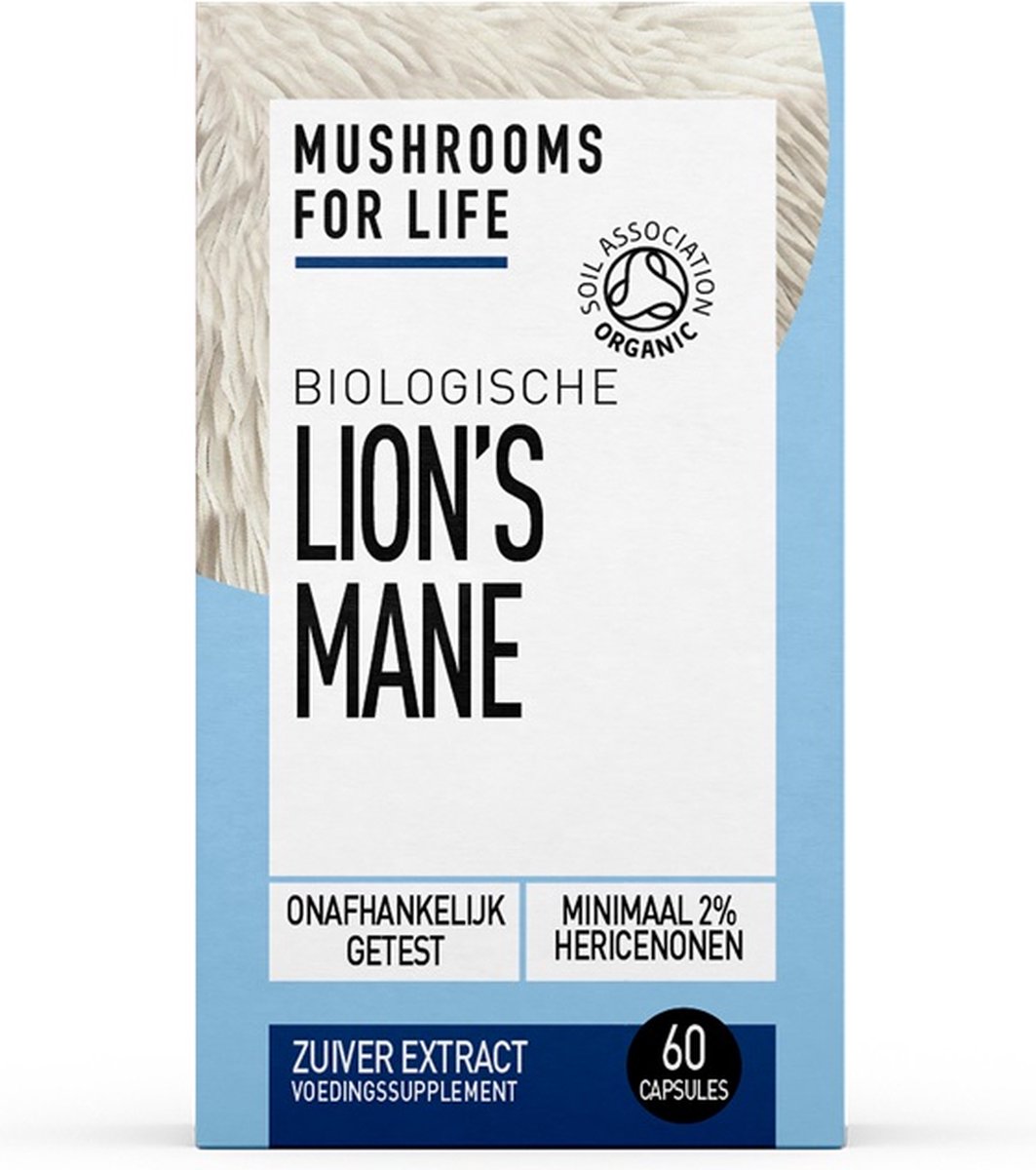 Mushrooms For Life Lion's Mane Paddenstoelen Capsules Bio 60 stuks