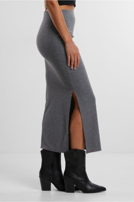 Urban Classics Ladies Rib High Slit Jupe Jupe longue gris mélangé S