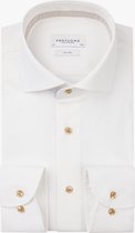 Profuomo slim fit heren overhemd - mouwlengte 72 cm - dobby - wit - Strijkvriendelijk - Boordmaat: 40