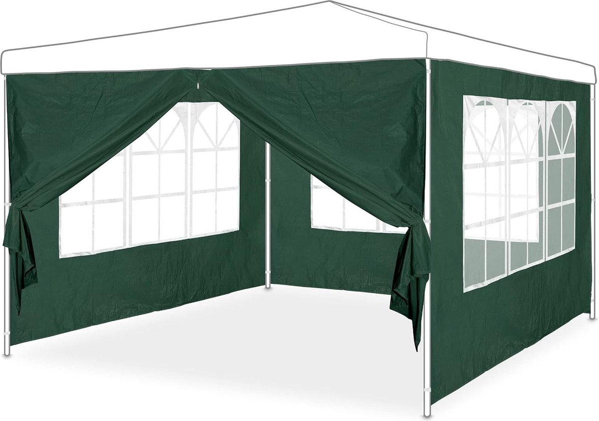 Zijwand set van 4 voor partytent 2x3 m - groen - raam en rits - feesttenten