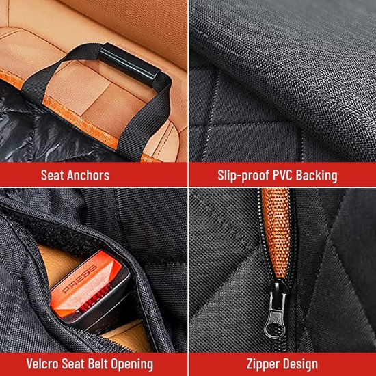 Autostoelhoes waterdicht en krasbestendig - voor honden - antislip - reizen met huisdier - haarverwijderaar - huisdieren - 2 veiligheidsgordels van Topmast — afbeelding 5