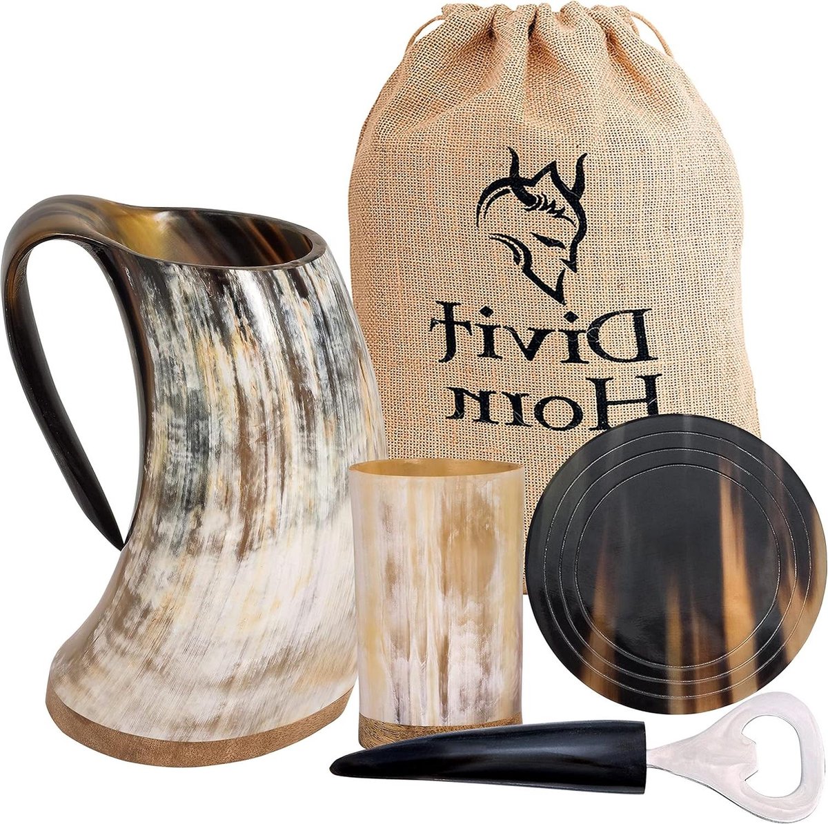 Authentieke Viking Hoorn Biermok - Koninklijke flair - Echte ossenhoornbeker - 650-700 ml