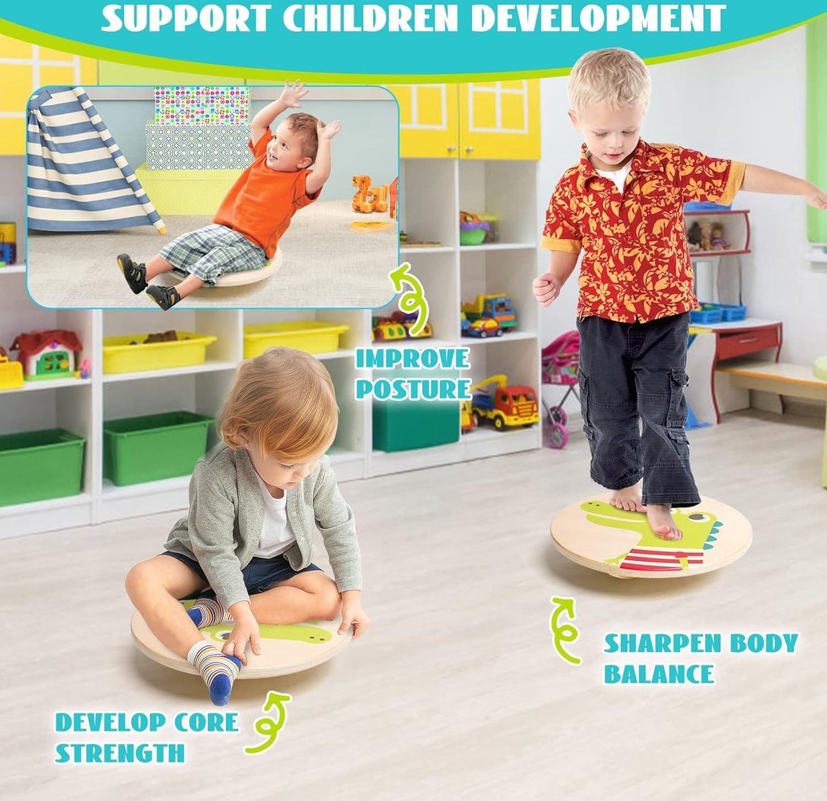 Joyz Balance Board Kids Blauw Hout tot 100 kg
