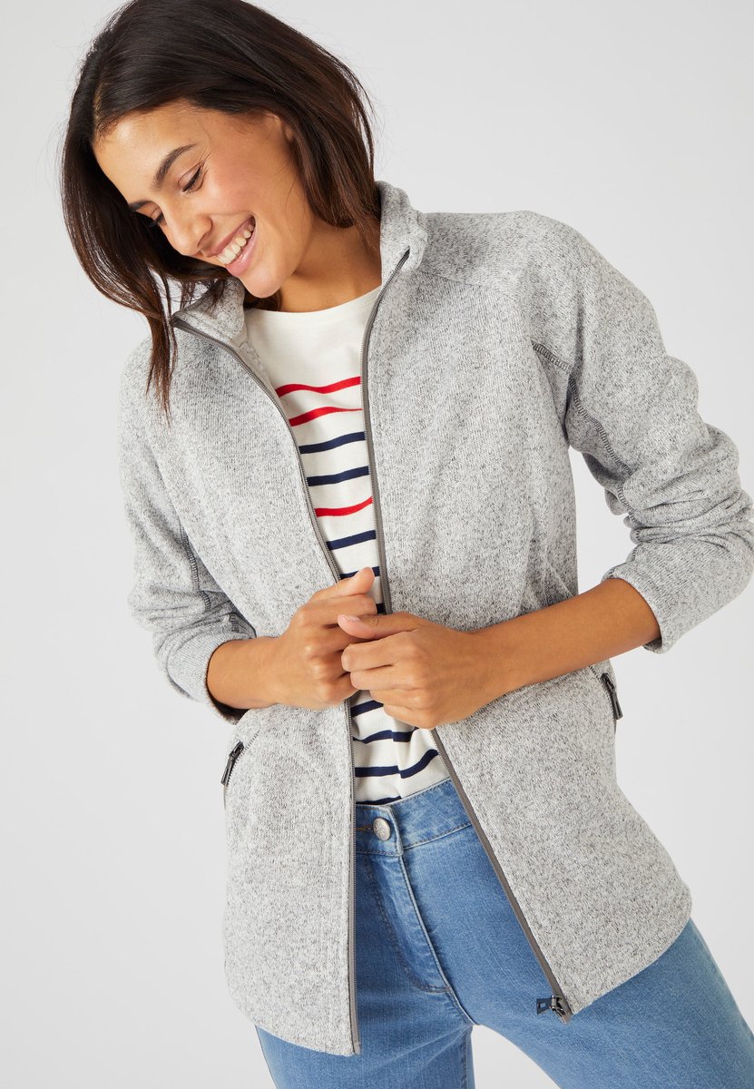 Damart - Jack ritssluiting tricot jersey fleece voering in Thermolactyl - Dames - Grijs - L
