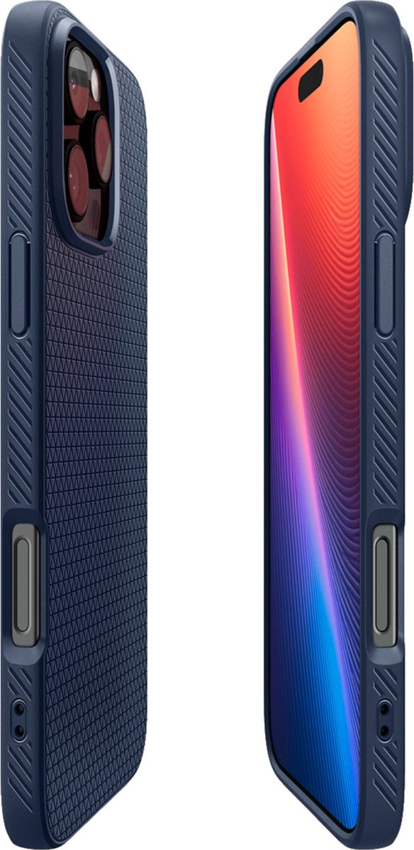 iPhone 16 Pro hoesje blauw flexibel TPU anti-schok Spigen Liquid Air matte beschermhoes cover - Afbeelding 4