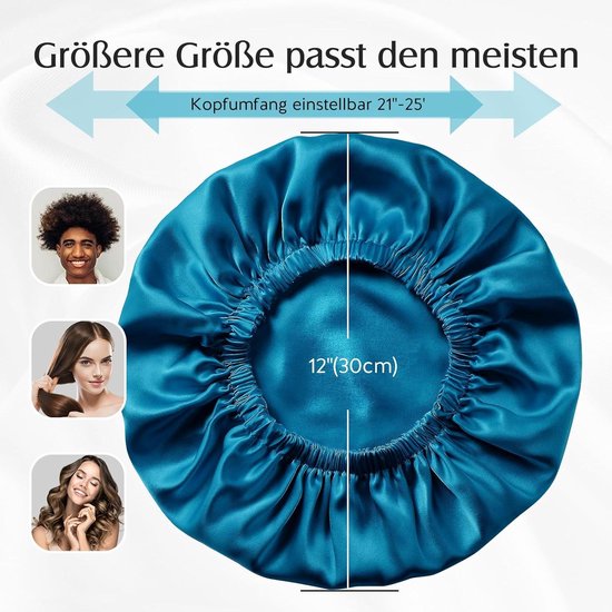 Ixydor Bonnet Nuit Soie 22 Momme - 100% Soie Mûrier Double Couche - Réglable - Pour Cheveux Bouclés/Longs